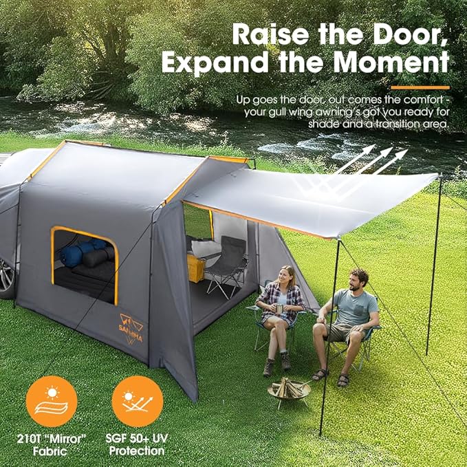 SanHima SUV Tent for Family Camping - Waterproof & Windproof SUV Tailgate Tent with Storage Bag for Van Jeep CUV Model Y, Up to 6-8 Person