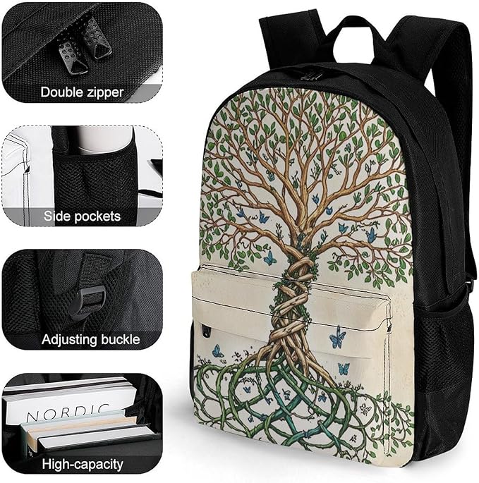 Supdreamc Rucksacks Multipurpose Anti-Theft Big Capacity Bookbag, Dna Tree Of Life Travel Hiking Camping Rucksack With Padded Straps