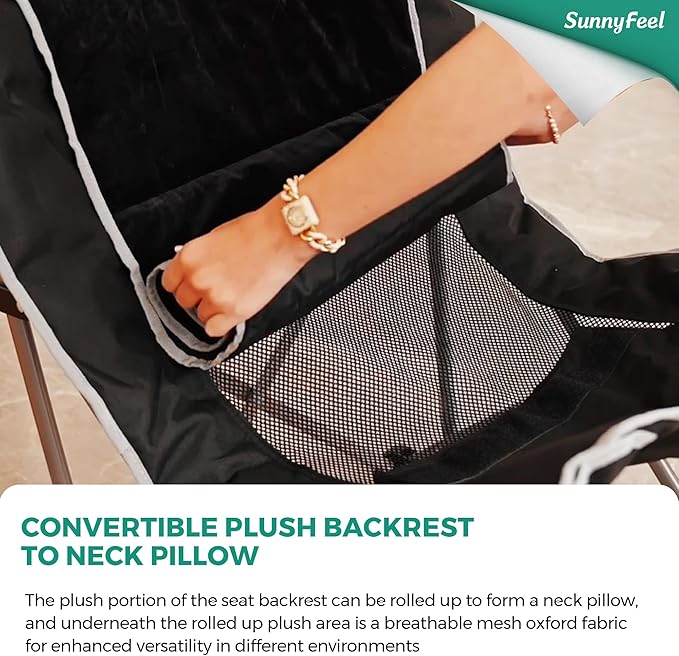 SUNNYFEEL Oversized Camping Folding Chair for Outdoor Camp with Cup Holders & Carry Bag, Versatile Indoor-Outdoor Comfy Butterfly Chair for Adults, Beach, Picnic, Hiking, Living Room