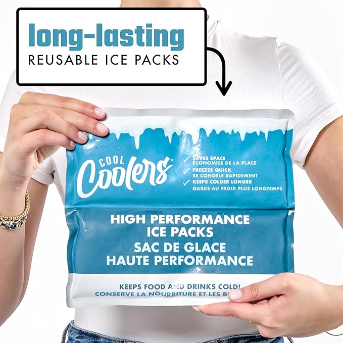 Cool Coolers by Fit & Fresh High Performance Cooler Foil Ice Packs, Puncture Resistant Ice Packs for Coolers and Lunch Bags, Durable and Reusable, Non-Toxic Gel Ice Packs, 2PK