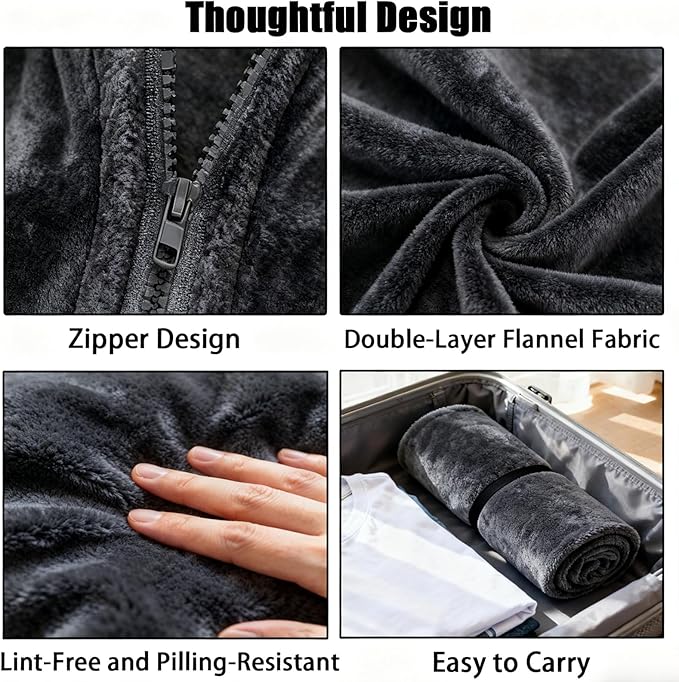 SNZ Cozy Wearable Blanket for Women & Men - 60"x33" Fleece Poncho, Warm Office Chair Lap Blanket, Travel, Camping & Home Wrap - Comfy Poncho Throw - Gift for Mom, Elderly