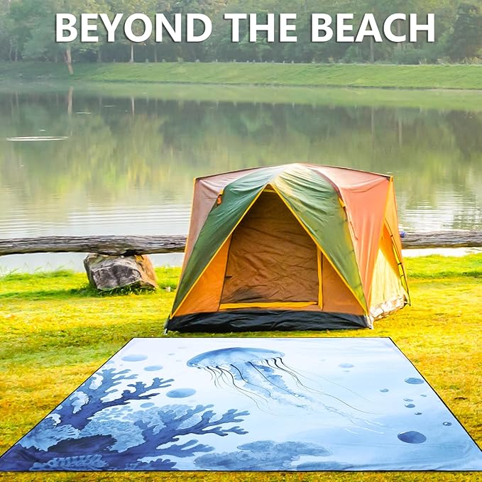 Beach Blanket, Sandproof Beach Mat, Waterproof Quick Drying Lightweight Outdoor Aztec Picnic Mat 79" X 83"/120"x108" for 2-8 Adults for Travel, Camping, Hiking