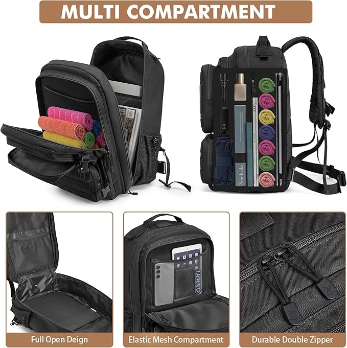 G4Free Large Military Tactical Backpack for Men 3 Day Pack Molle Backpack Army Rucksack for Hiking, Camping, Travel (Black)