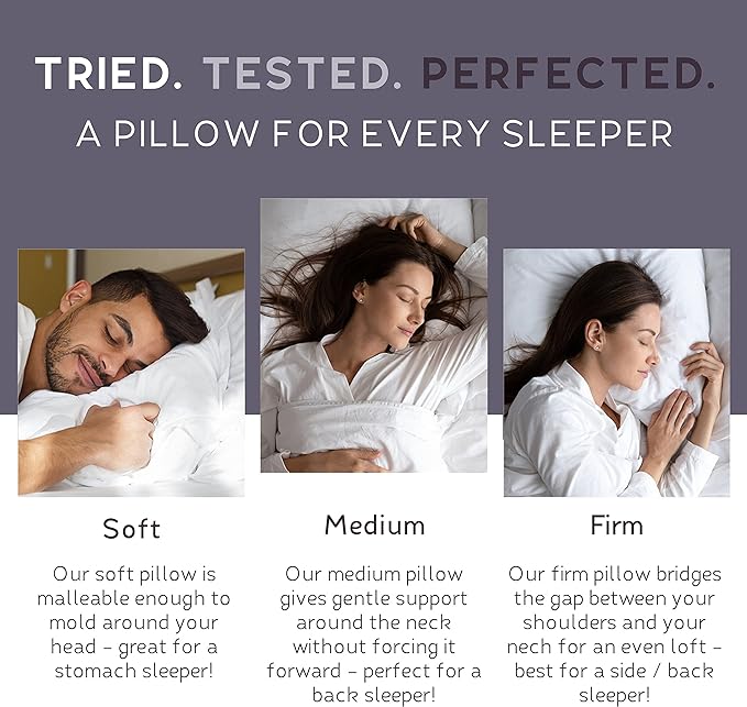 Lincove Cloud Natural Canadian Down Pillow, White Luxury Sleeping Pillow - 625 Fill Power, 500 Thread Count Cotton Shell, Made in Canada, Queen - Medium, 1 Pack