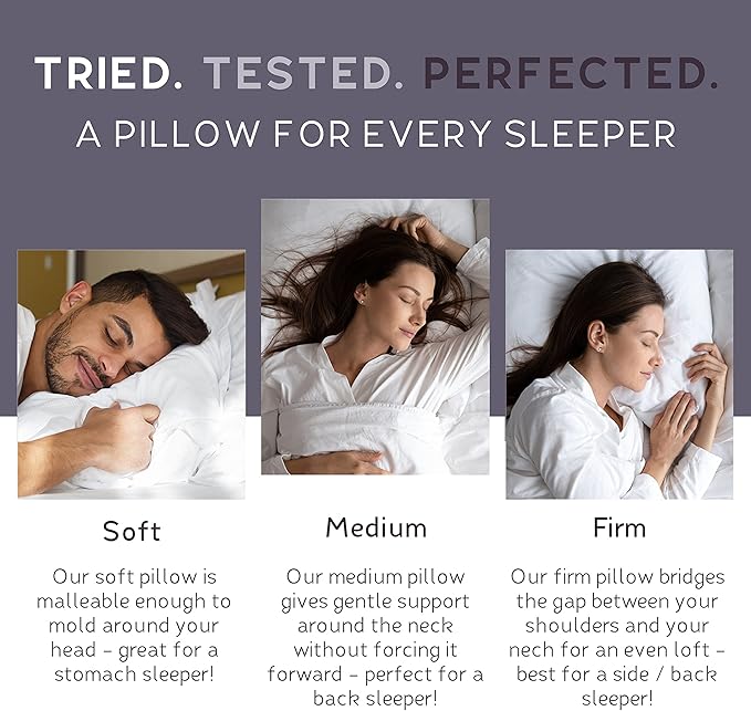 Lincove Cloud Natural Canadian Down Pillow, White Luxury Sleeping Pillow - 625 Fill Power, 500 Thread Count Cotton Shell, Made in Canada, Standard - Medium, 2 Pack