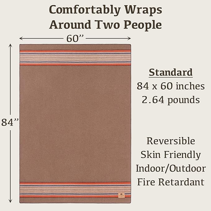 Chubbuck 100% Wool Blanket Camping (60" x 84") - Large Warm Blanket for Camping, Emergency, Outdoor Concerts and Home Use - Fire Retardant, Soft and Warm Blankets for Winter (Forest)