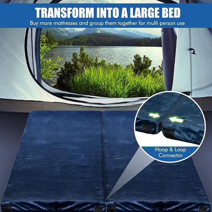 Giantex 72" Memory Foam Camping Mattress, Foldable Floor Guest Bed for Sleepover, Portable Camping Sleeping Mat with Waterproof Cover & Travel Bag, Roll Up Mattress Sleeping Pad for Backpacking, Car Traveling and Hiking