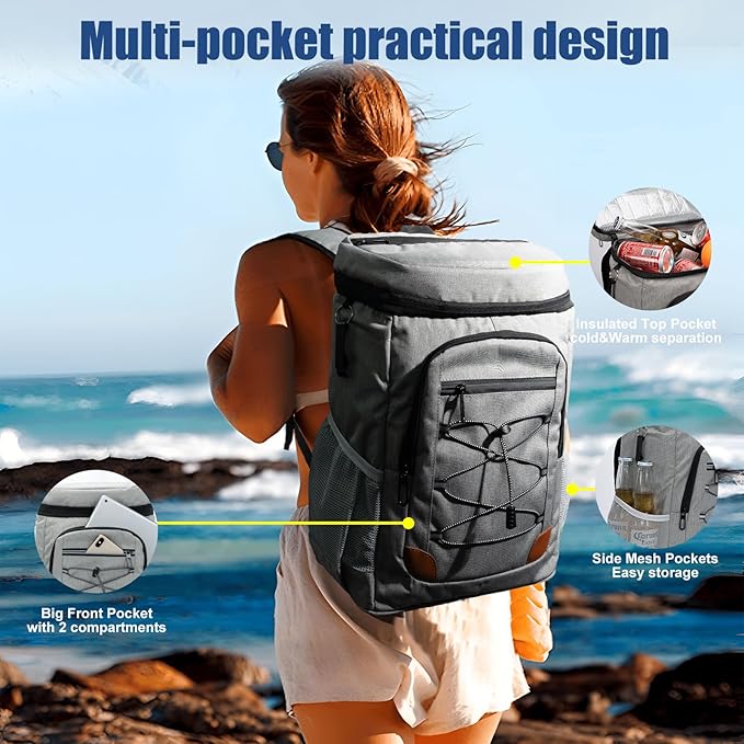 Backpack Cooler Insulated Leak Proof for Men Women 36 Cans Soft Cooler Backpack Insulated Waterproof Large Capacity Coolers Bag Portable for Lunch Camping Travel Picnic Hiking