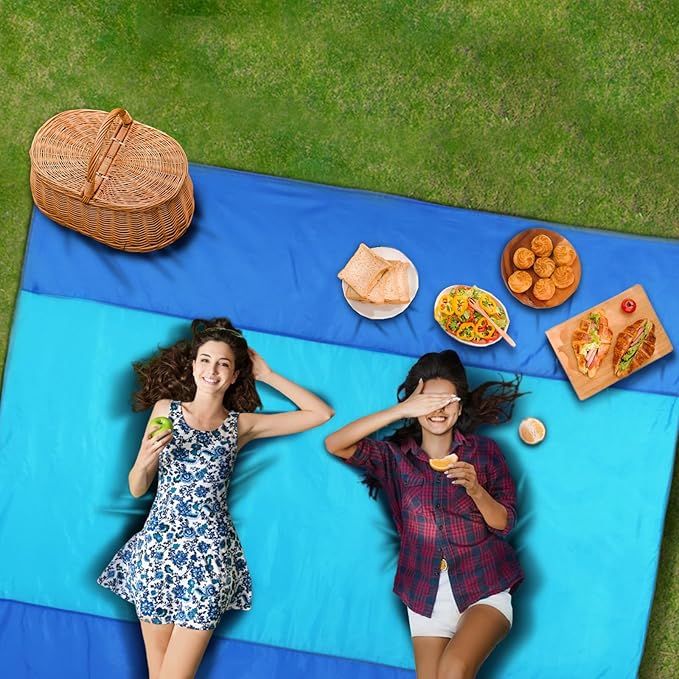 Beach Mat Sand Free Waterproof Oversized Beach Blanket Sandproof 1-8 Adults Picnic Mat Perfect Outdoor Companion for Travel, Camping, Hiking Quick Drying, Lightweight (79" X 83" (1-3 Person))