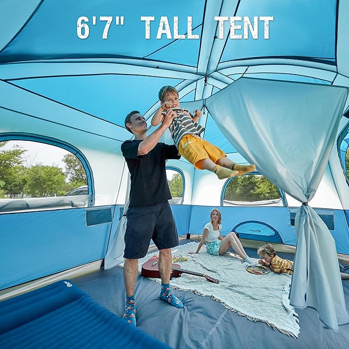 PORTAL 6 | 8 | 10 Person Family Camping Tent with Porch, Big Family Camping Tent with Tall Height, Good Ventilation, Water Resitant Large Tent for Outdoor Camping, Backyard