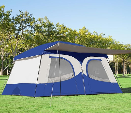 Vidalido Tents，8-10 Person Camping Tent with Extended Vestibule，2 Room Weather Resistant Family Tents，Easy Install Waterproof Outdoor Tent for Camping Hiking