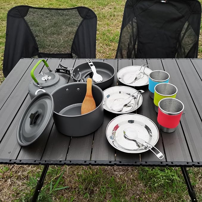20PCS Camping Cookware Set Portable Lightweight Aluminum Pot Pan Kettle Utensils Kit for Outdoor Hiking Backpacking Picnic