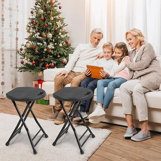 Folding Stool with Handle, Folding Chair,Folding Bar Stool with Non-Slip Feet,Indoor and Outdoor Foldable Stool for Adults(13"×11.5"×18")