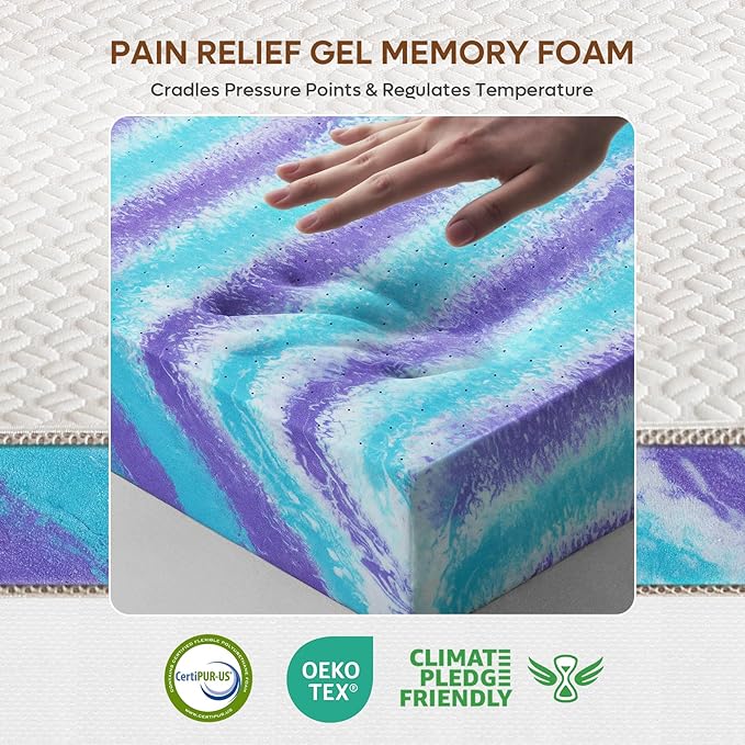 Bestier 4 Inch Gel Memory Foam Mattress Topper Twin XL Size (38 x 80 Inch), Cooling Bed Topper & Soft Mattress Pad, High Density Foam with Tencel Cover for Back Pain, RV, Dorm
