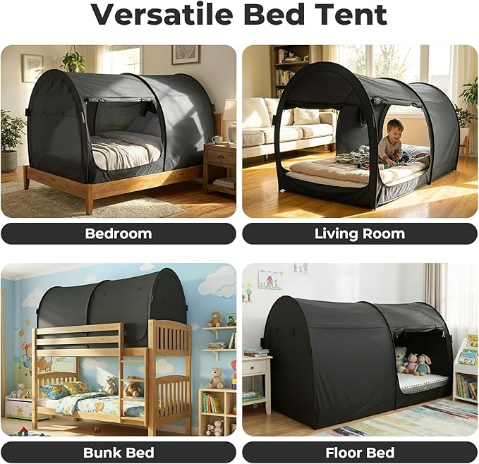 LEEDOR® Bed Tent Dream Tents Bed Canopy Shelter Cabin Indoor Privacy Warm Breathable Pop Up Twin/Full/Queen for Kids and Adult Patent Pending(Mattress Not Included)