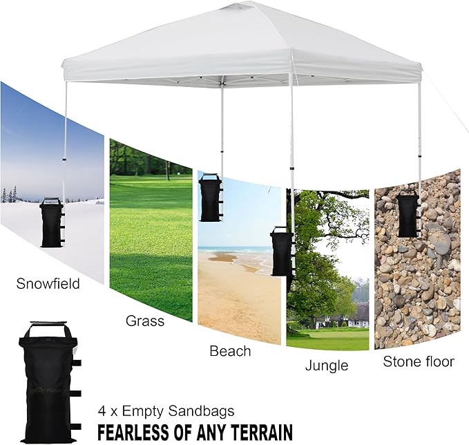 8 Pack (NO Sand) SANWAY 280 LBS Sand Bags for Canopy -Portable and Durable to Secure Tents, Canopies, and Umbrellas at Outdoor Events (Black)