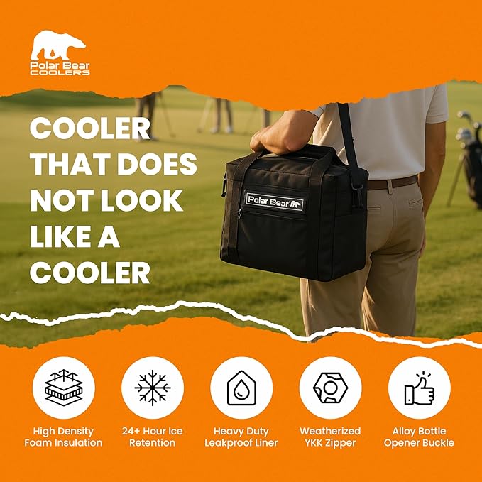 Polar Bear Coolers - Original Soft Cooler Bag - Insulated Leak Proof Beach Cooler Bag, Small Thermal Bags for Travel - Heavy Duty & Portable - Sweat Proof Picnic Carrier - Nylon