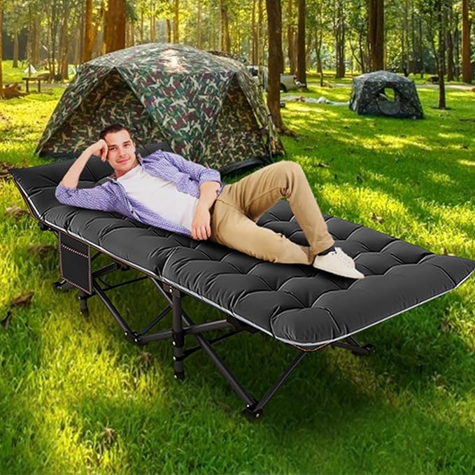 LILYPELLE 2 Pack Folding Camping Cot W/Mattress, 78" L x 32" W x 18" H Cot Bed, Heavy Duty Wide Camping Cot XXL for Adults, Portable Sleeping Cot Bed for Travel Camping/Office, Home Nap