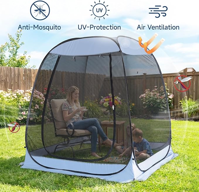 Alvantor® Pop Up Screen House Gazebo, Portable Mosquito Net Tent, UV Protected Sun Shelter for Patio, Backyard & Camping, Instant Setup for 2-10 People