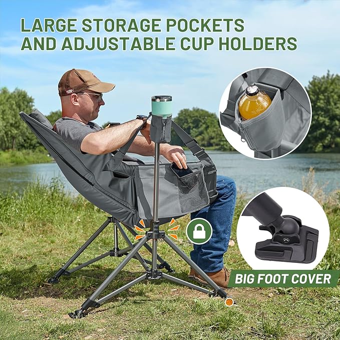 TIMBER RIDGE Hammock Camping Chair, Oversized Swinging Chair with Adjustable Back and Seat Height, Portable Folding Rocking Camping Chair for Outdoor Lawn, Backyard and Patio, Supports 400lbs