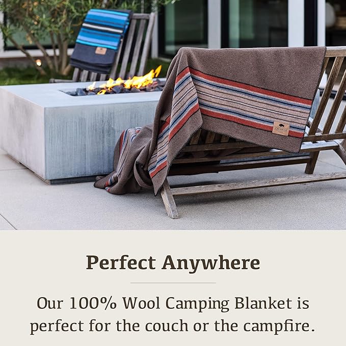 Chubbuck 100% Wool Blanket Camping (60" x 84") - Large Warm Blanket for Camping, Emergency, Outdoor Concerts and Home Use - Fire Retardant, Soft and Warm Blankets for Winter (Forest)
