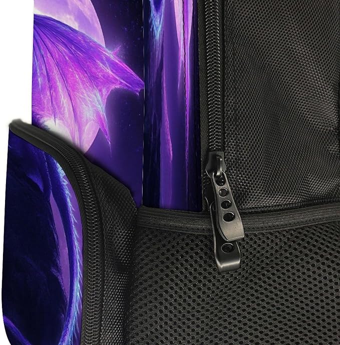 Backpack Lightweight Anti-Theft Multipurpose Purple Dragon Art Shoulder Bag Large Capacity Travel Hiking Backpack With Padded Straps