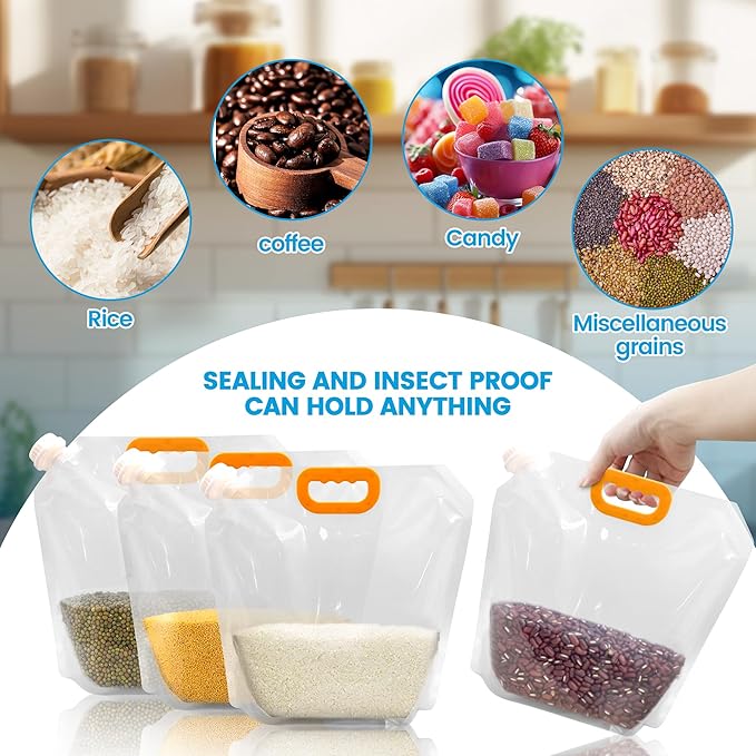 8 Pcs Water Container Bags,BPA Free No-Leak Foldable Plastic 1.3 Gallon Collapsible Water Container Bag for Alcohol Juice Seed Storage Camping Hiking Backpack Emergency Storage Jug