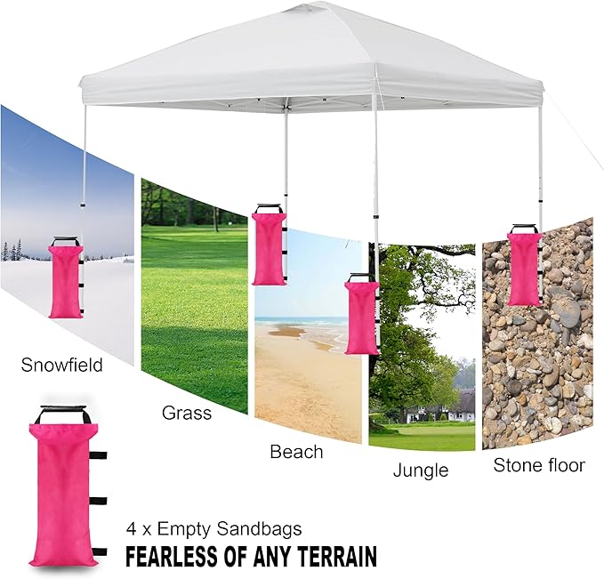 4 Pack (Upgrade) SANWAY Sand Bags for Canopy Weights(Unfilled)-Portable and Durable to Secure Tents, Canopies, and Umbrellas at Outdoor Events (Rose Red, 120 LBS)