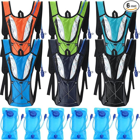 Chunful 6 Pack Running Hydration Backpack Lightweight Water Backpack Essential for Festivals Rave Hydration Pack with 2L Hiking Water Bladder for Adult Running Cycling Climbing Hiking