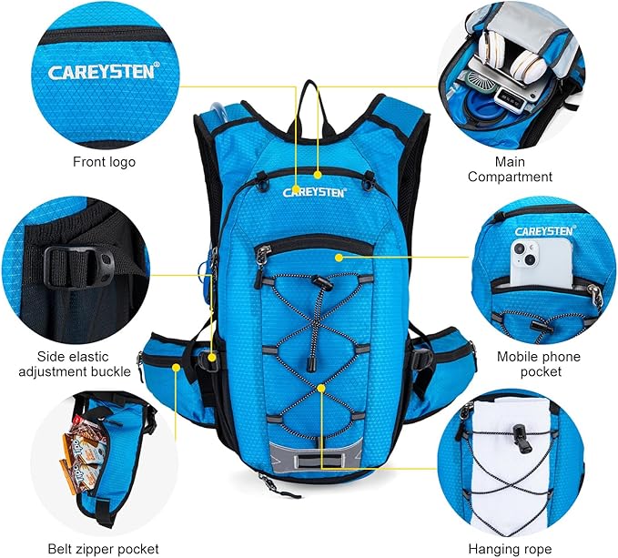 Hydration Backpack Cycling Backpack Women Running Backpack Water Backpack for Hiking Biking Backpack for Men Equipped with 2L Water Bag