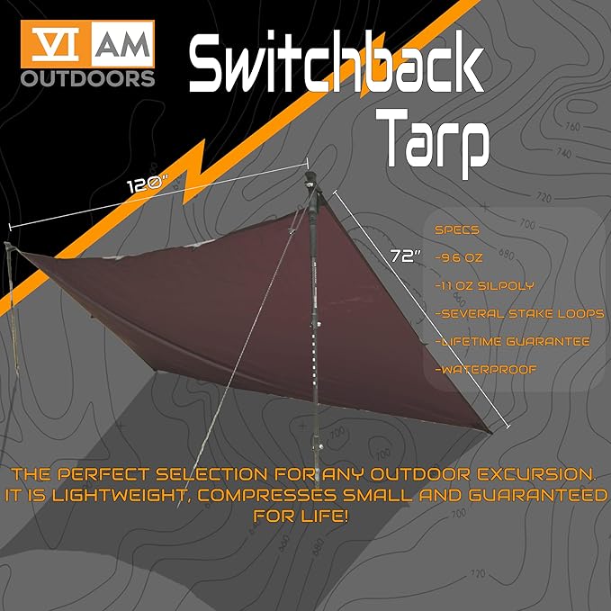 VIAM Outdoors | Switchback Ultralight Waterproof Tarp | 1.1oz | Coyote Brown