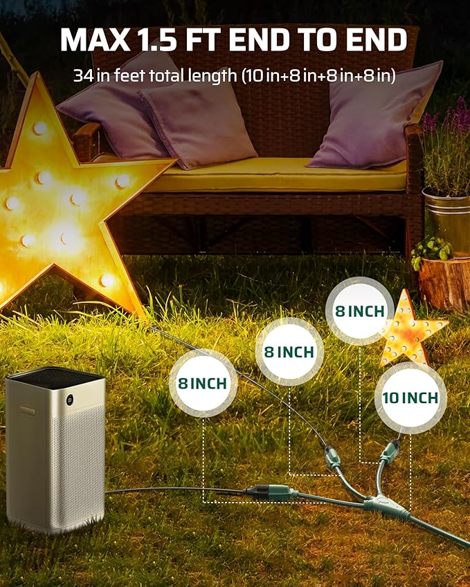 DEWENWILS Extension Cord Splitter 1 to 3, 16/3 Heavy Duty SJTW Wire, 3 Prong Splitter 3 Way, Outdoor Cord Splitter for Halloween Decor Christmas Lights, ETL Listed, Green, Pack of 3