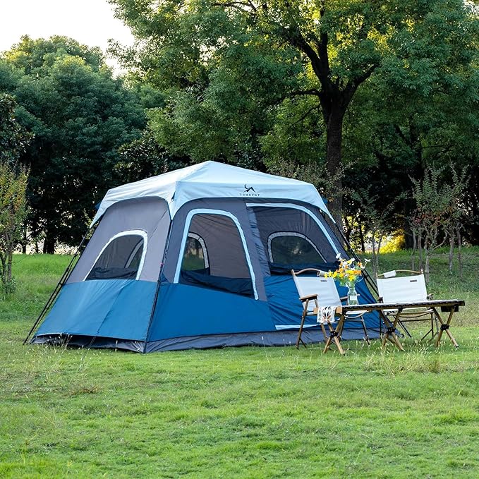 Cabin Tent 4-6 Person, Waterproof Camping Tent with Rainfly, Easy Setup Large Family Tent, Stable Frame, Portable for Outdoor Camping(330 * 270Iron Single)
