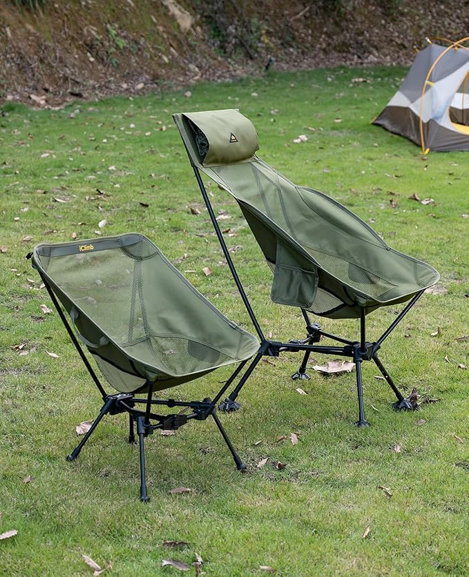 iClimb Ultralight Compact Camping Folding Beach Chair with Anti-Sinking Large Feet