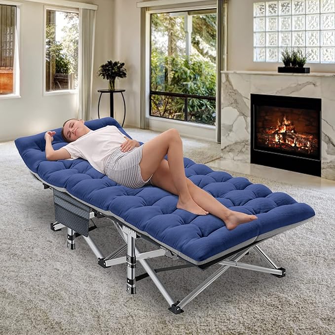ABORON Camping Cot for Adults, Folding Sleeping Cot with Mattress, 500 lb Capacity Heavy Duty Outdoor Folding Sleeping Bed, Portable Cot Bed for Camping, Indoor Guest Use, Home & Travel
