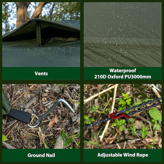 Inflatable Camping Tent with Hand Pump Waterproof Outdoor Blow up Tent 2-8 Person Oxford 4 Season Glamping Air Tent Cabin House with Mesh Windows & Door