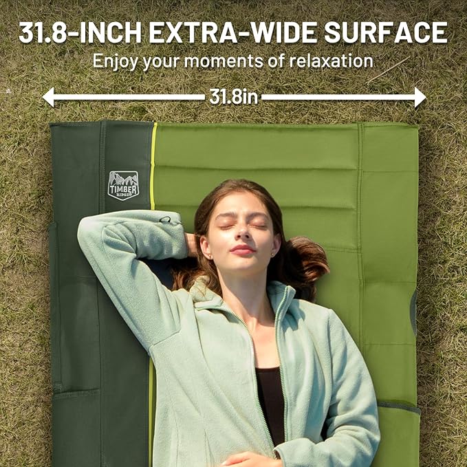 Timber Ridge 31.8" W Extra Wide Heavy Duty Camping Cot for Adult, Easy Set Up Oversized Sleeping Cot with Carry Bag for Camping, Travel and Outdoors, Support up to 450lbs, Green