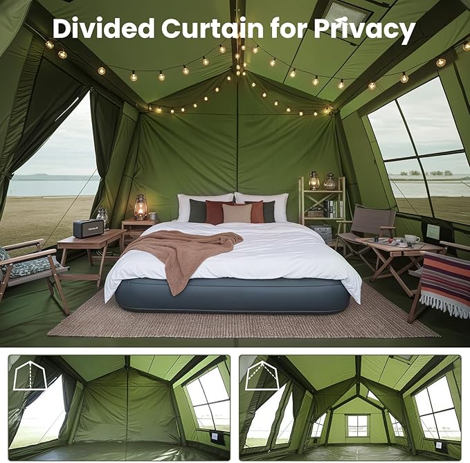 Inflatable Tents for Camping, Large Blow Up Tent with Hand Pump, Easy Setup InflatableTent 4 Season Tent, Waterproof Oxford Air Glamping Tents for Camping Adult 4/6/8/10/12 Person