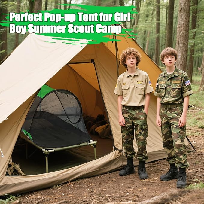1 Person Pop-up Mosquito Tent for Camping - Breathable & Fine Mesh Camping Bug Screen Net with Carry Bag, 6ft Instant Portable Screen Tent for Teenagers Girl Boy Summer Scout Camp