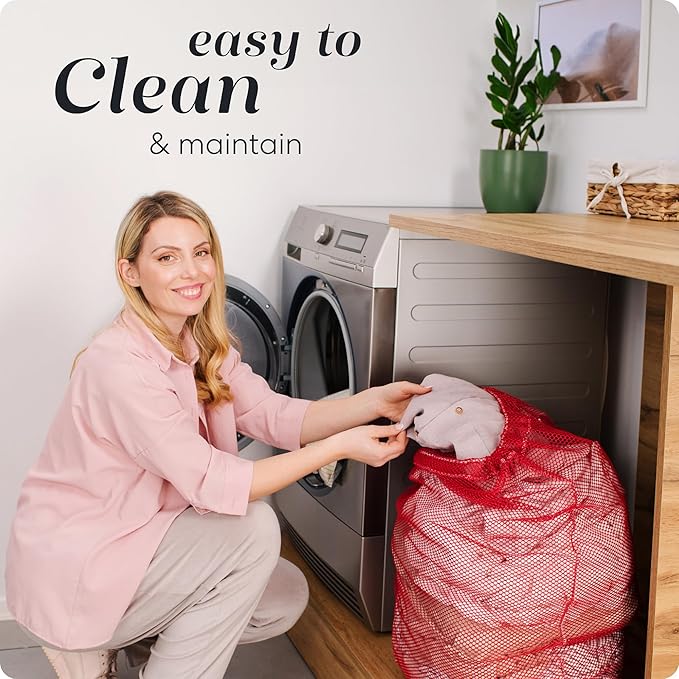 Handy Laundry Mesh XL Laundry Bag - Durable, Machine Washable with Secure Drawstring Closure - Perfect for College Dorms, Laundromats, Apartments (Red, Large 24" x 36")