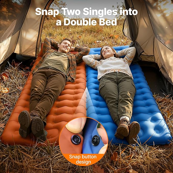OGERY Sleeping Pad, Ultralight Self Inflatable Sleeping Pad for Camping with Pillow Built-in Foot Pump, 6" Extra-Thick Reinforced Camping Pad for Hiking, Backpacking, Tent, Single
