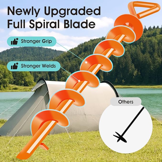 Ground Anchors Screw in, Heavy Duty Ground Trampoline Stakes High Wind Tent Stakes for Tent, Trampoline, Gazebo, Carport, Trap Anchor, Canopies, Swing Set