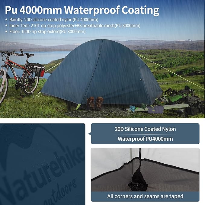 Naturehike Backpacking Tent for 1 Person Camping Hiking Lightweight Waterproof one Person Tent with Footprint