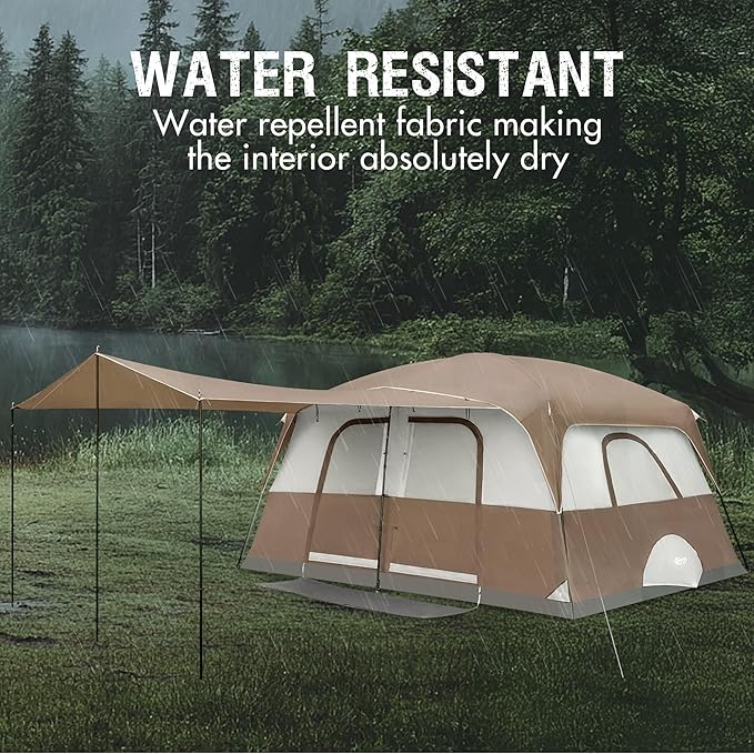 PORTAL 6 | 8 | 10 Person Family Camping Tent with Porch, Big Family Camping Tent with Tall Height, Good Ventilation, Water Resitant Large Tent for Outdoor Camping, Backyard