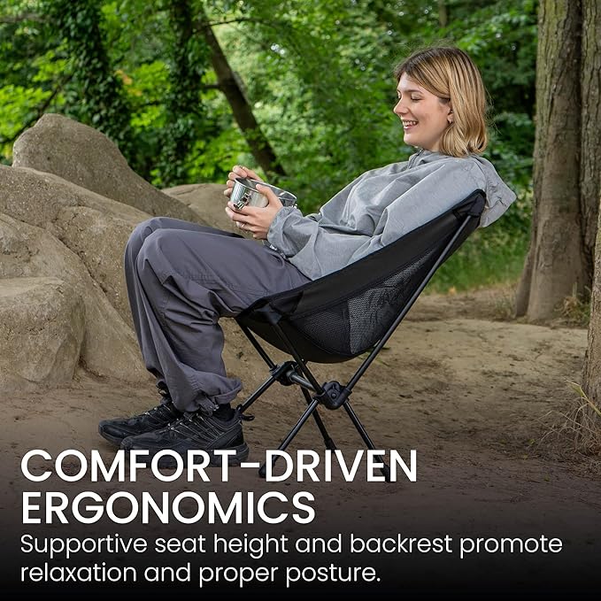 TSE LC100 Compact Camping Chair, 2lbs Super Lightweight Outdoor Folding Chair. Portable for Hiking, Beach, Festivals, Urban Use, or Garden Relaxation