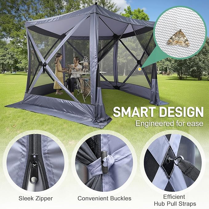 Outvita 10x10ft Instant Pop-Up Screen Tent - Outdoor Gazebo Canopy with Mosquito Netting & Carrying Bag - Versatile Pavilion Tent for Patios and Events