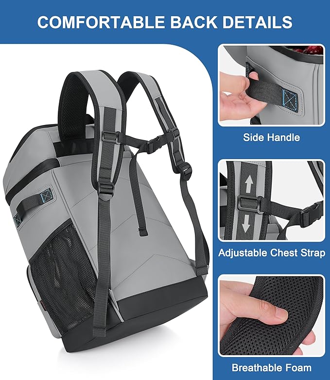 Cooler Backpack 2 Insulated Compartments Leak Proof Beach Coolers Back Pack Waterproof Cooler Bag for Hiking, BBQ Camping, Picnic, Fishing (25L, 36 Cans)