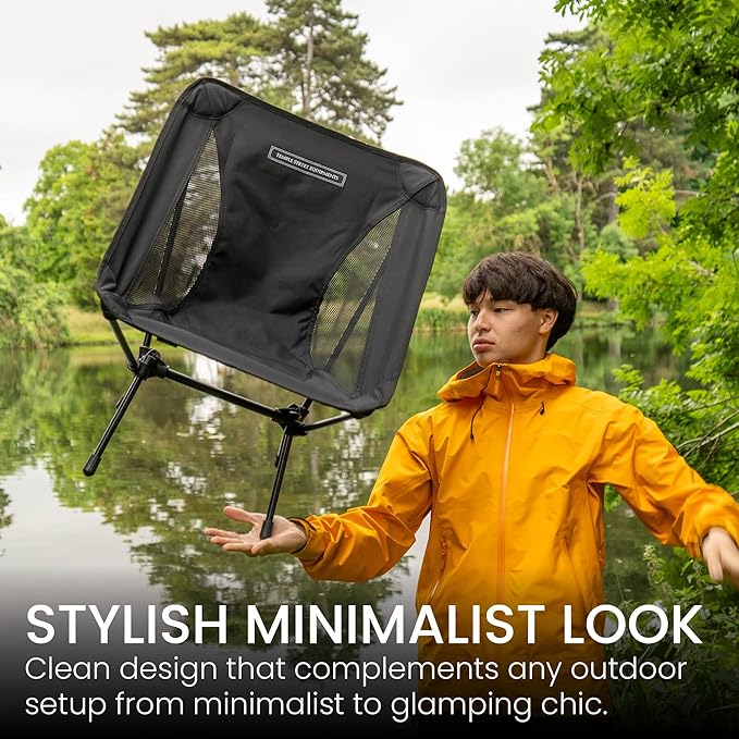 TSE LC100 Compact Camping Chair, 2lbs Super Lightweight Outdoor Folding Chair. Portable for Hiking, Beach, Festivals, Urban Use, or Garden Relaxation