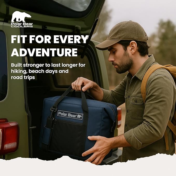 Polar Bear Coolers - Original Soft Cooler Bag - Insulated Leak Proof Beach Cooler Bag, Small Thermal Bags for Travel - Heavy Duty & Portable - Sweat Proof Picnic Carrier - Nylon