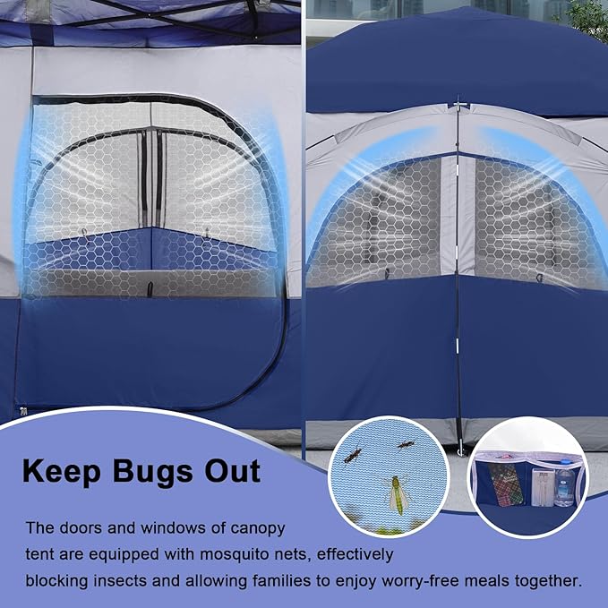 KAMPKEEPER Canopy Side Tent,4-6 Person Camping Cube Tent for 10x10 Pop Up Canopies,Easy Up Gazebo with Window,Compatible with 10' Wide Canopy Tents